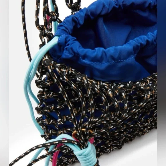 Pinko | SOLD OUT | Medium Blue and Pink Woven Shoulder Bag - Picture 4 of 7